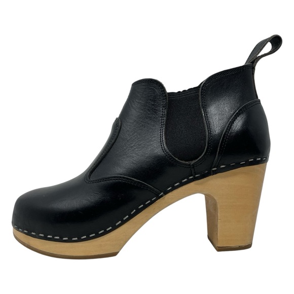 Swedish Hasbeens Shoes - Swedish Hasbeens Chelsea Bootie Black Leather Heeled Ankle Boot Women’s EU 40